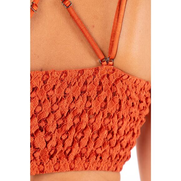 Rust Orange Crochet Lace Bralette - M - Picture 4 of 9